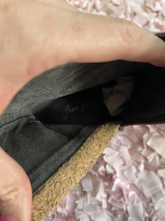 Free People Two-Tone Tan and Dark Brown Suede Western Ankle Boots - Picture 3 of 3